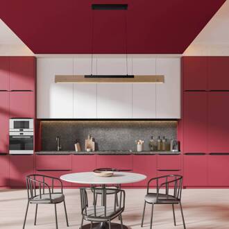 Näve Wilma hanglamp, hout, lengte 122 cm, dimbaar licht hout, zwart