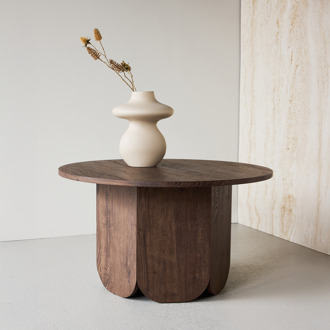 Naftali ronde houten salontafel donkerbruin - Ø 80 cm
