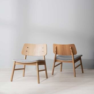 Nagano houten fauteuil naturel - met grijs zitkussen Bruin