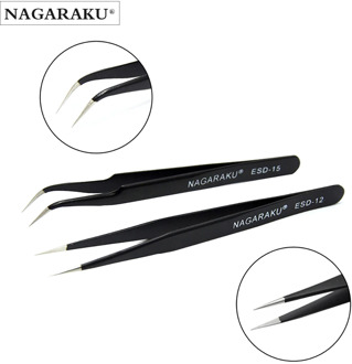 NAGARAKU 2pcs set,straight and curl,stainless 3D lash tweezers accurate eyelash tweezers pincet,false eyelash tweezers.