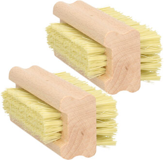 Nagelborstel - 2x - hout - tweezijdig - 10 x 4 cm