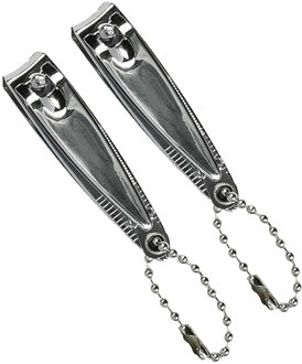 Nagelknipper - 2x - met vijl - metaal - zilver - aan ketting - 5 cm - nagel verzorging