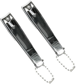Nagelknipper - 2x - met vijl - metaal - zilver - aan ketting - 8 cm - nagel verzorging