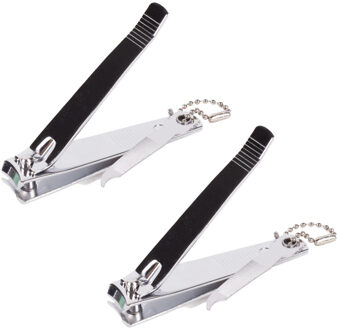Nagelknipper - 2x - met vijl - metaal - zilver - aan ketting - 8 cm - nagel verzorging