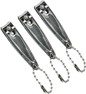 Nagelknipper - 3x - met vijl - metaal - zilver - aan ketting - 5 cm - nagel verzorging