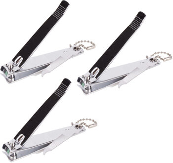 Nagelknipper - 3x - met vijl - metaal - zilver - aan ketting - 8 cm - nagel verzorging