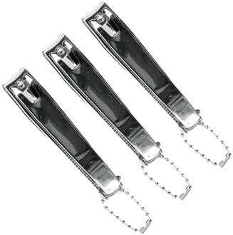 Nagelknipper - 3x - met vijl - metaal - zilver - aan ketting - 8 cm - nagel verzorging