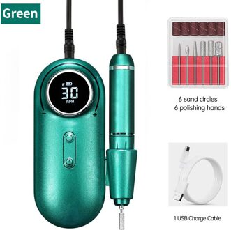 Nagels Boor Machine Draagbare Frees Voor Nail Polijsten 30000 Rpm Professionele Nagels Sander Boor Voor Nail Art Salon 35000RPM groen-B