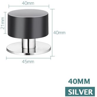 Naierdi Rvs Rubber Deur Stop Non Punch Deur Houder Deurstopper Floor Wandmontage Nail-Gratis Deurstop hardware zilver 40mm