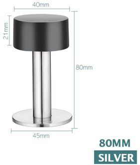 Naierdi Rvs Rubber Deur Stop Non Punch Deur Houder Deurstopper Floor Wandmontage Nail-Gratis Deurstop hardware zilver 80mm