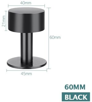Naierdi Rvs Rubber Deur Stop Non Punch Deur Houder Deurstopper Floor Wandmontage Nail-Gratis Deurstop hardware zwart 60mm