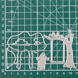 Naifumodo Liefde Paar Vogels Beer Metalen Stansmessen Frame Sterft voor Scrapbooking Card Album Embossing Gestanst Template licht grijs