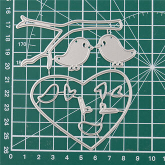 Naifumodo Liefde Paar Vogels Beer Metalen Stansmessen Frame Sterft voor Scrapbooking Card Album Embossing Gestanst Template licht groen