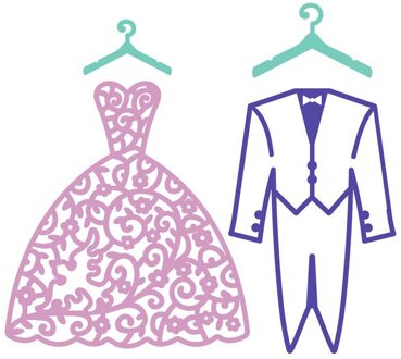 Naifumodo Trouwjurk en Pak Metalen Stansmessen DIY Geëtst Sterft Ambachtelijke Papier Card Making Scrapbooking Embossing