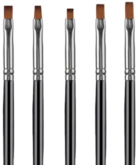 Nail Art Brush Set Liner Puntjes Fan Acryl Builder Platte Schilderij Tekening Carving Pen Uv Gel Manicure Tool 5 stk zwart