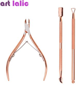 Nail Art Gereedschap Set Van 3 Schaar Pusher Dode Huid Remover Cuticle Pusher Nipper Remover Clipper Cutter Pedicure Gereedschap SP007