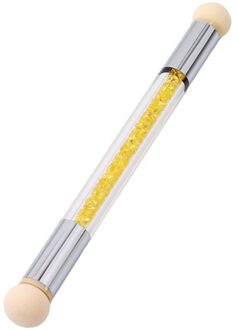 Nail Art Gradiënt Pen Double-Ended Shading Pen Puntjes Borstel Accessoires Spons Handvat Borstel Diy Manicure Nail Art tool geel