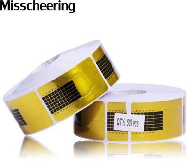 Nail Art Guide Vorm Sticker, 500 pcs/roll Vierkante Papier Gouden Acryl UV Gel Polish Stijlvolle Tips Uitbreiding Nail Tool voor Manicure