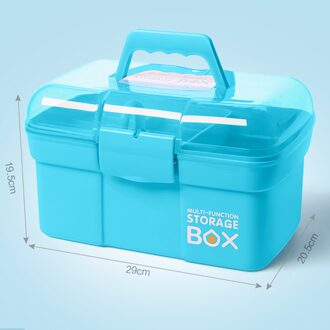 Nail Art Opbergdoos Plastic Schaar Make-Up Organizer Sieraden Nagellak Pen Container Manicure Hand-Held Desktop Tool Case blauw