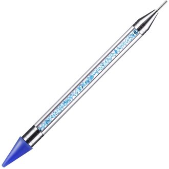 Nail Art Puntjes Tool Dubbele Punt Boor Multifunctionele Wax-Tip Decoratie Nail Pen Voor Nagels Suplies Apparatuur Strass pen Blauw