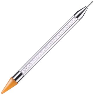 Nail Art Puntjes Tool Dubbele Punt Boor Multifunctionele Wax-Tip Decoratie Nail Pen Voor Nagels Suplies Apparatuur Strass pen geel