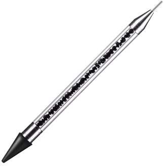 Nail Art Puntjes Tool Dubbele Punt Boor Multifunctionele Wax-Tip Decoratie Nail Pen Voor Nagels Suplies Apparatuur Strass pen zwart