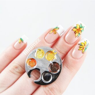 Nail Art Ring Palet Gratis Hand Manicure Vinger Palet Cosmetische Nail Make Mixing Palet Nail Art Gereedschap