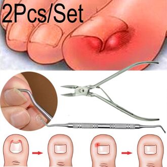 Nail Art Set 2 stks/set Ingegroeide Teen Nagel Correctie Tangen Clipper Snijders Dode Huid Vuil Remover + Paronychia Podologie Pedicure B