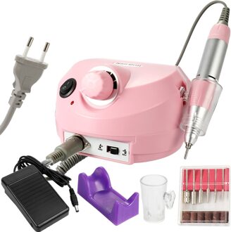 Nail Boor Machine 30000Rpm Pro Manicure Machine Mill Cutter Nagels Art Bits Pedicure Gel Polish Sander Accessoires Nail Art tool roze EU plug