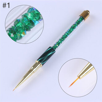 Nail Brush Liner Schilderen Pen Tekening Bloem Aluminium Gradiënt Acryl Penselen Kleurrijke Strass Handvat Nail Art Gereedschap patroon 1