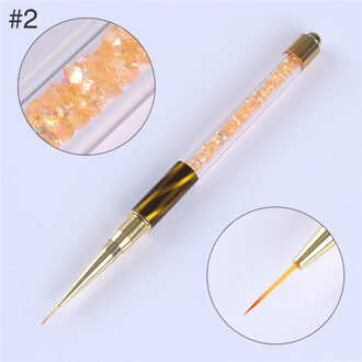 Nail Brush Liner Schilderen Pen Tekening Bloem Aluminium Gradiënt Acryl Penselen Kleurrijke Strass Handvat Nail Art Gereedschap patroon 2