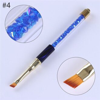 Nail Brush Liner Schilderen Pen Tekening Bloem Aluminium Gradiënt Acryl Penselen Kleurrijke Strass Handvat Nail Art Gereedschap patroon 4