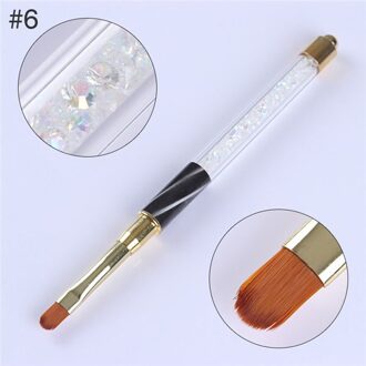 Nail Brush Liner Schilderen Pen Tekening Bloem Aluminium Gradiënt Acryl Penselen Kleurrijke Strass Handvat Nail Art Gereedschap patroon 6