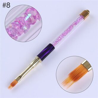 Nail Brush Liner Schilderen Pen Tekening Bloem Aluminium Gradiënt Acryl Penselen Kleurrijke Strass Handvat Nail Art Gereedschap patroon 8