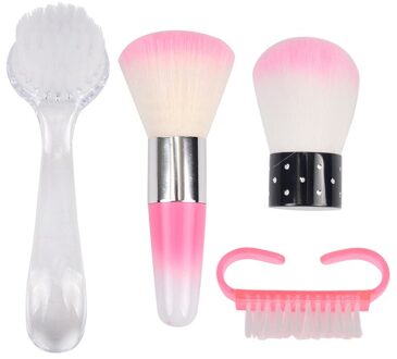 Nail Cleaning Nagel Penseelgereedschappen Bestand Nail Art Care Manicure Pedicure Soft Verwijder Dust Kleine Hoek Schone Borstel voor nail zorg 4stk