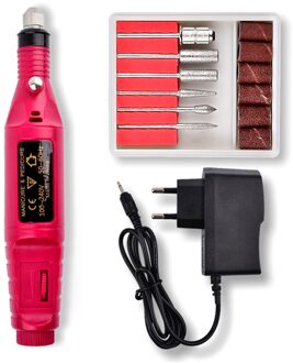 Nail Drill Bits Set Elektrische Mill Cutter Machine Voor Manicure Nail Tips Manicure Elektrische Nail Pedicure Bestand Set roos rood / US