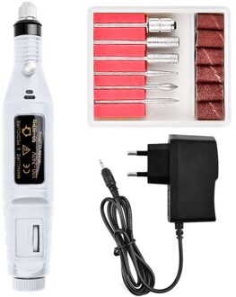 Nail Drill Bits Set Elektrische Mill Cutter Machine Voor Manicure Nail Tips Manicure Elektrische Nail Pedicure Bestand Set wit / US