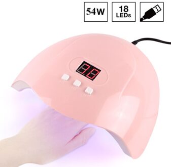 Nail Dryer 54W Led Nagel Droger Uv Lamp Nail Lamp Voor Curing Gel Nail 30S/60S/99S Timer Usb Timer Usb Connector Art Gereedschap roze B