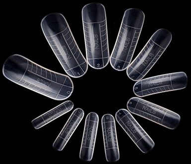 Nail Forms Dual Vormen Met Lijnen Nail Extension Franse Manicure Herbruikbare Acryl Nail Kit 120 Stks/set 12 Maten