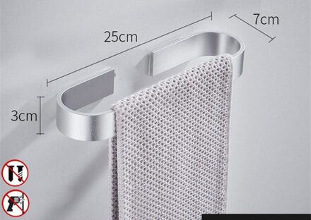 Nail Gratis Ruimte Aluminium Effen Zwarte Handdoek Bar Hanger Enkele Handdoek Bar Handdoek Houder Westerse Stijl Badkamer Accessoires Wit wit 25cm