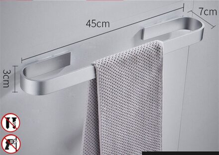 Nail Gratis Ruimte Aluminium Effen Zwarte Handdoek Bar Hanger Enkele Handdoek Bar Handdoek Houder Westerse Stijl Badkamer Accessoires Wit wit 45cm