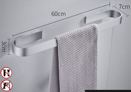 Nail Gratis Ruimte Aluminium Effen Zwarte Handdoek Bar Hanger Enkele Handdoek Bar Handdoek Houder Westerse Stijl Badkamer Accessoires Wit wit 60cm