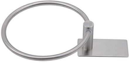 Nail Gratis Zwarte Handdoek Houder Ring Ronde Wandmontage Wit Papier Rack Roestvrij Staal Plank Badkamer Accessoires Zilver