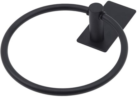 Nail Gratis Zwarte Handdoek Houder Ring Ronde Wandmontage Wit Papier Rack Roestvrij Staal Plank Badkamer Accessoires