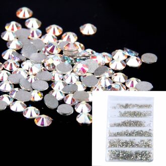 Nail Strass SS2-SS10 Plaksteen Glas Steentjes voor Nagels Zilver Verijdelde DIY 3D Nail Decorations Perfect voor ss2 1440stk