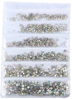 Nail Strass SS2-SS10 Plaksteen Glas Steentjes voor Nagels Zilver Verijdelde DIY 3D Nail Decorations Perfect voor ss3 to10 mengen 1680stk