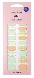 Nail Wear Art Gel Sticker - 11 Types #09 Nude Mint Check