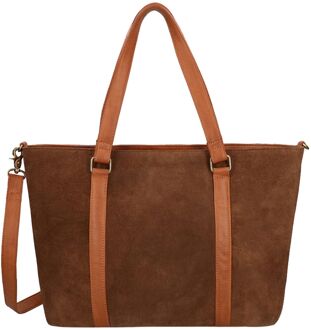 Nala Suede Workbag 15.6" cognac - H 32 x B 40 x D 10 cm