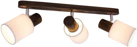 Nale 2 plafondlamp 3-lamps grenen walnoot walnoot, wit