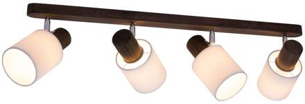 Nale 2 plafondlamp 4-lamps grenen walnoot walnoot, wit